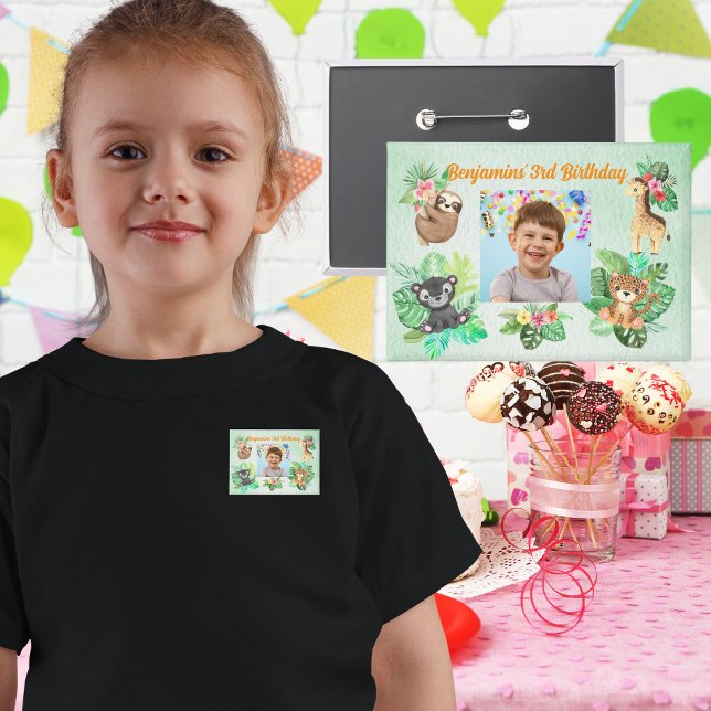 Tropical Baby Animals Button Kids Birthday Favour  (Creator Uploaded)