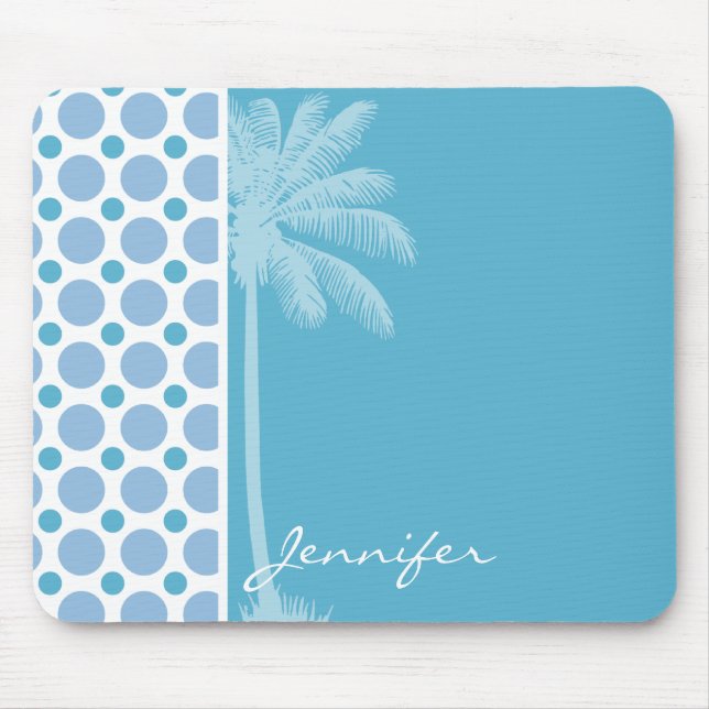 Tropical Baby Blue Polka Dots Mouse Mat (Front)
