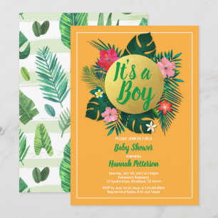 Tropical baby boy shower invitation summer luau
