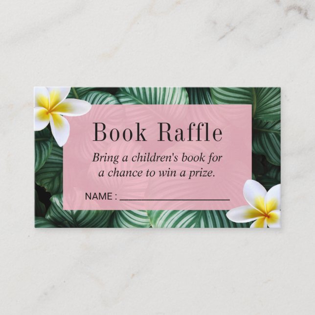 Tropical Baby Shower Book Raffle Tickets Enclosure Card (Front)