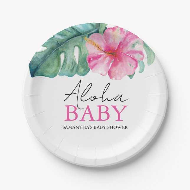 Tropical Baby Shower Disposable Paper Plate (Front)