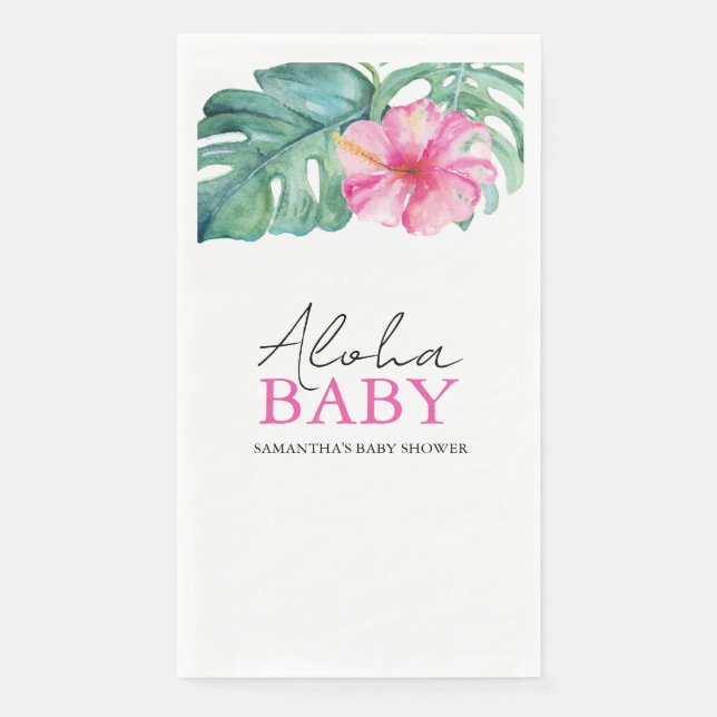 Tropical Baby Shower Hibiscus Flower Napkin (Front)