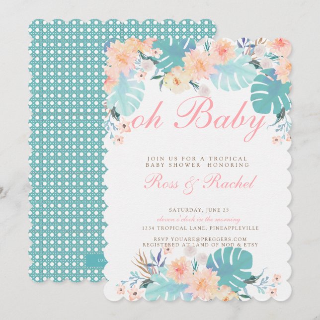 Tropical Baby Shower Invitation (Front/Back)