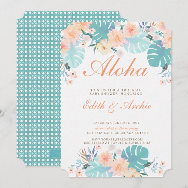 Tropical Baby Shower Invitation (Front/Back)