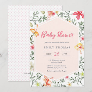 Tropical Baby Shower Invitation Girl