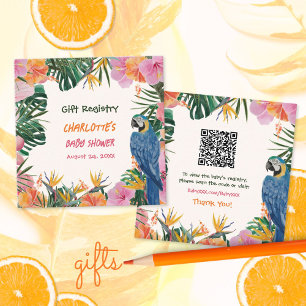 Tropical Baby Shower QR Code Gift Registry Enclosure Card