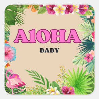 Tropical Baby Shower Stickers. Square Sticker