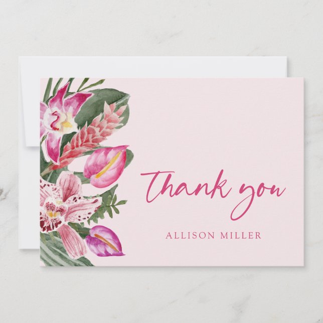 Tropical Baby Shower Thank You Card (Front)