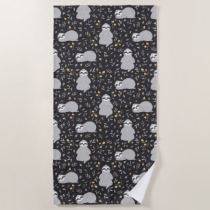 Tropical Baby Sloth Pattern Beach Towel
