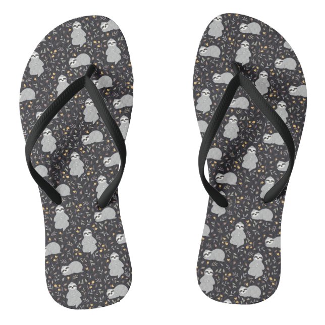 Tropical Baby Sloth Pattern Flip Flops (Footbed)