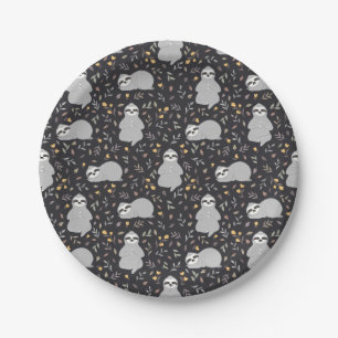 Tropical Baby Sloth Pattern Paper Plate