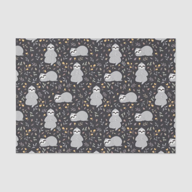 Tropical Baby Sloth Pattern Tissue Paper (Front)