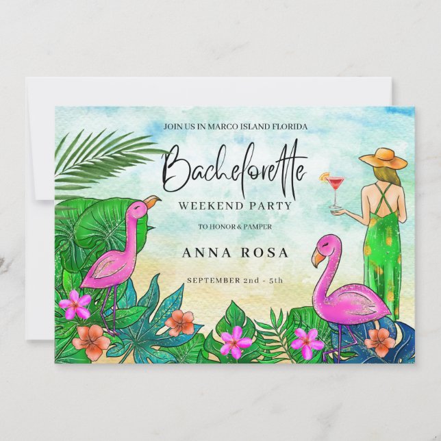 *~* Tropical Bachelorette Girls Weekend AR28 Invitation (Front)