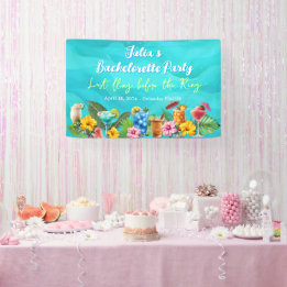 Tropical Bachelorette Party Blue Waves Banner