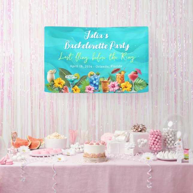 Tropical Bachelorette Party Blue Waves Banner (Party)