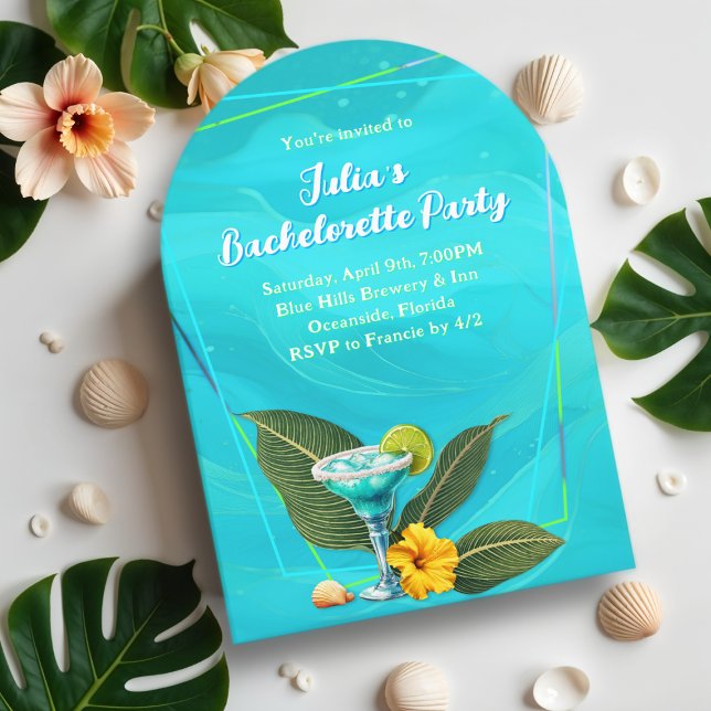 Tropical Bachelorette Party Blue Waves Invitation (Creator Uploaded)