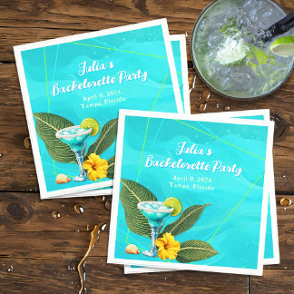Tropical Bachelorette Party Blue Waves Napkin
