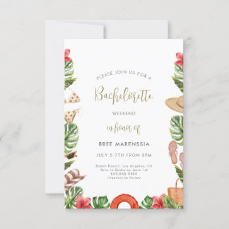 Tropical Bachelorette Party Invitation Beach