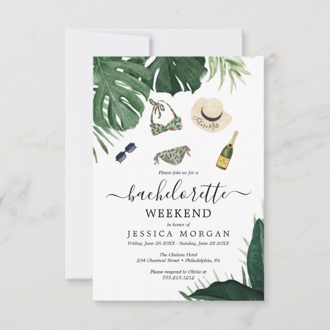 Tropical Bachelorette Party Invite Itinerary (Front)