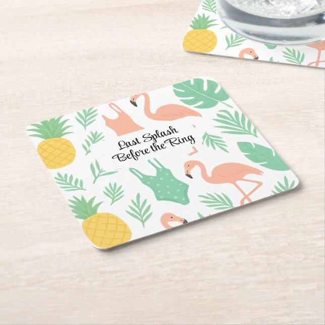Tropical Bachelorette Party Paper Coaster (Angled)