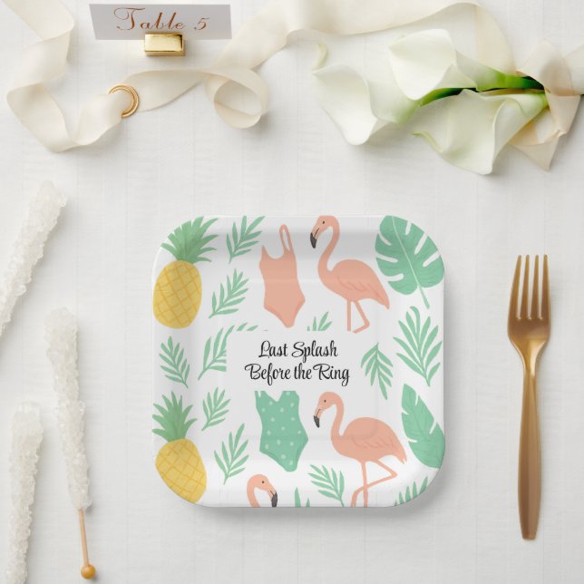 Tropical Bachelorette Party Paper Plate (Wedding)