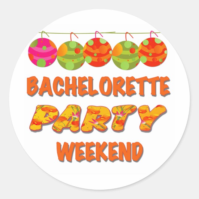 Tropical Bachelorette Party Weekend Classic Round Sticker (Front)
