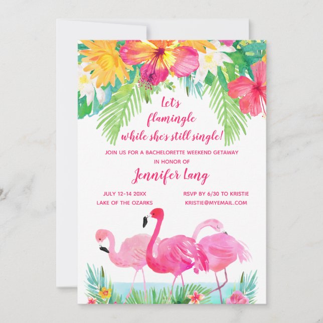 Tropical Bachelorette Party Weekend Getaway Invitation (Front)