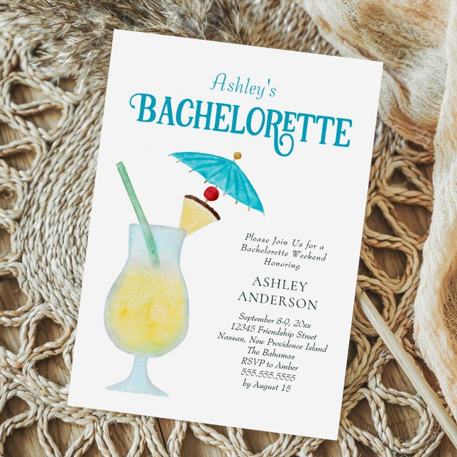 Tropical Bachelorette Party with Pina Colada Invitation (Creator Uploaded)