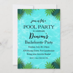 tropical bachelorette pool party invitation