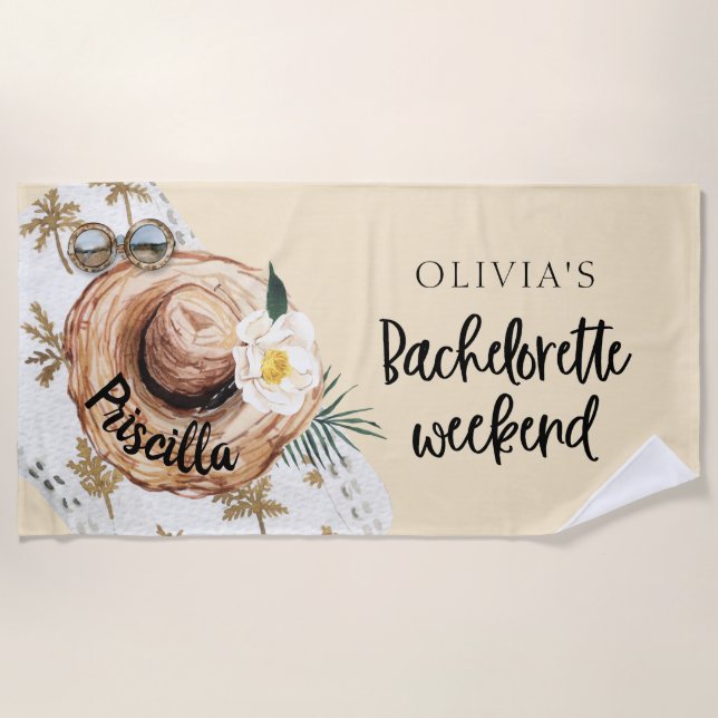 Tropical Bachelorette Weekend Beach Towel (Front)