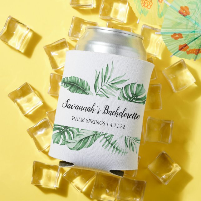 Tropical Bachelorette Weekend Monogram Can Cooler (In Situ Summer)