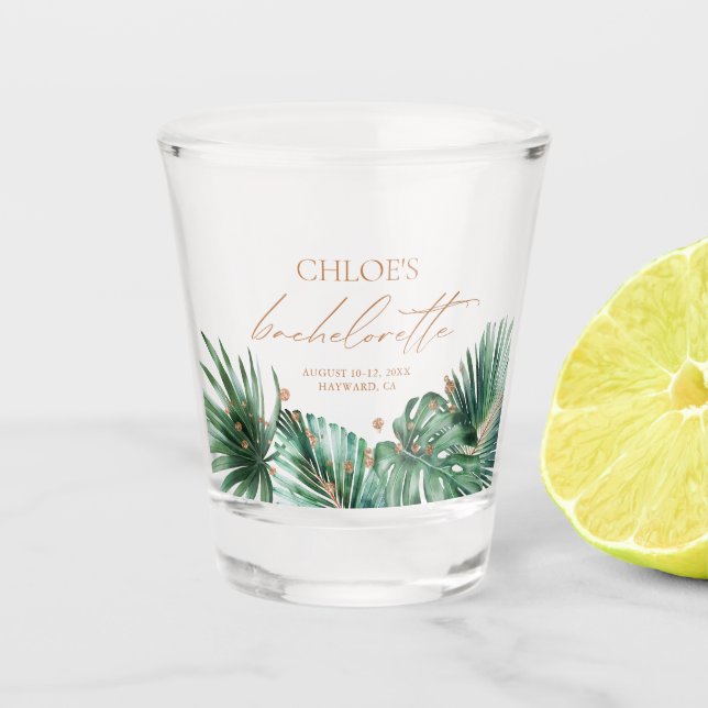 Tropical Bachelorette Weekend Party Favour Shot Glass (Front)