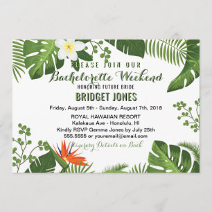 Tropical Bachelorette Weekend Schedule Invitation