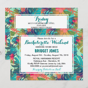Tropical Bachelorette Weekend Schedule Invitation