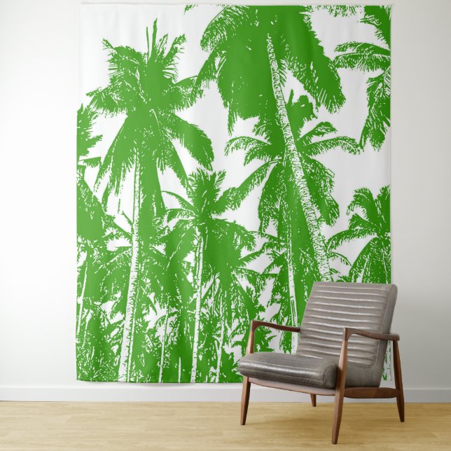 Tropical backdrop. Green Posterised Effect Tapestry (In Situ)