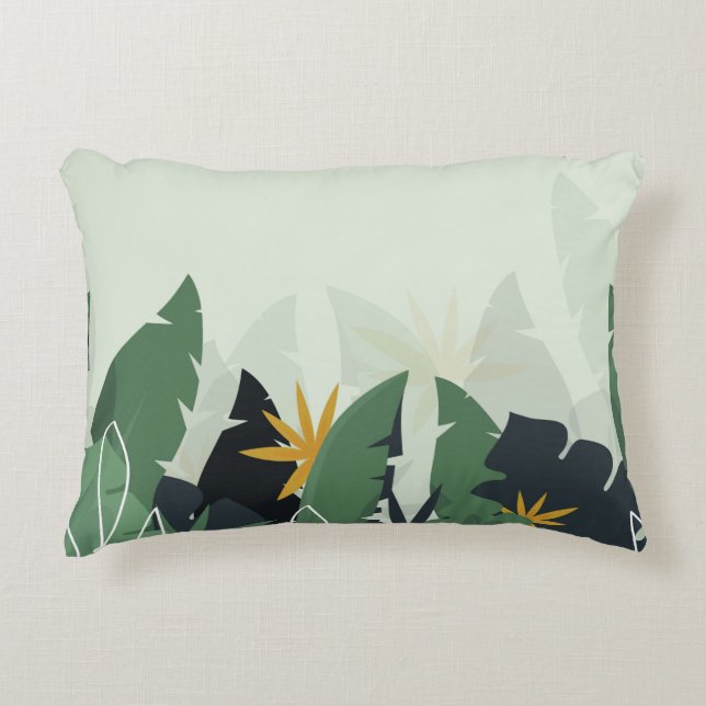 Tropical background with jungle plants. Palm leave Decorative Cushion (Front)