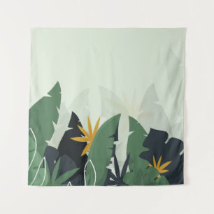 Tropical background with jungle plants. Palm leave Tapestry