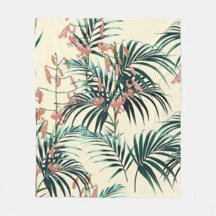 Tropical background with jungle plants. Seamless t Fleece Blanket