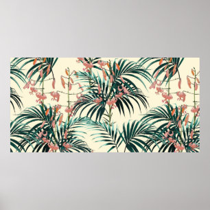 Tropical background with jungle plants. Seamless t Poster