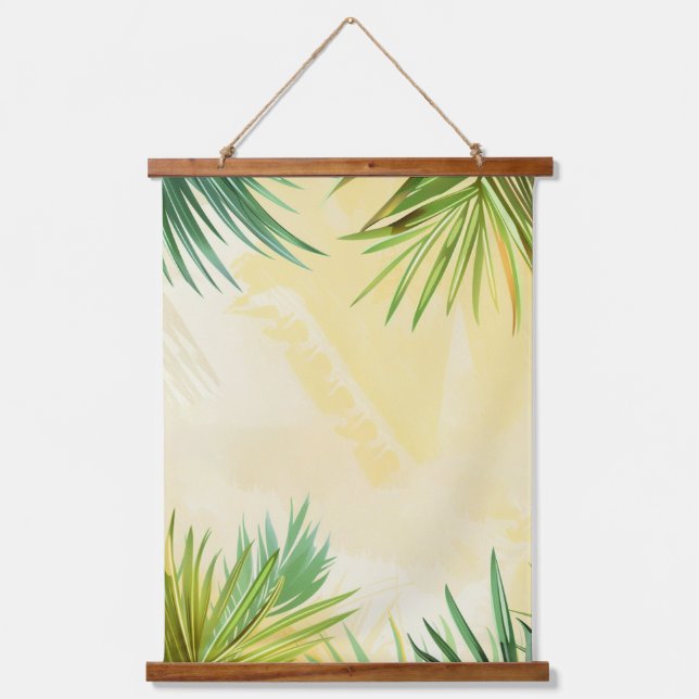 Tropical background with palm leaves.  hanging tapestry (Front)