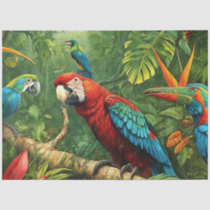 Tropical Background with Parrots Decoupage Tissue Paper