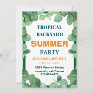 Tropical Backyard Summer Party Invitation
