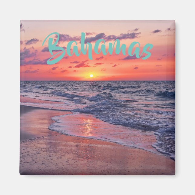 Tropical Bahamas Sunset Paradise Beach Magnet (Front)