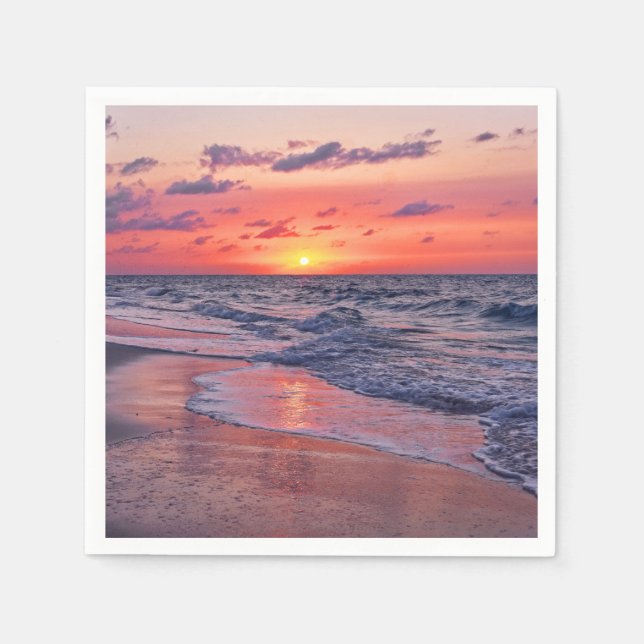 Tropical Bahamas Sunset Paradise Beach Napkin (Front)
