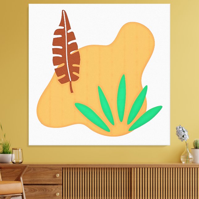 Tropical Balance – Abstract Botanical Leaf Art  Canvas Print (Insitu(LivingRoom))