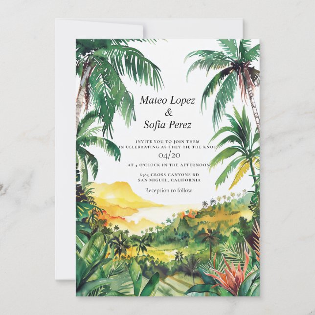 Tropical Bali Wedding Invite (Front)