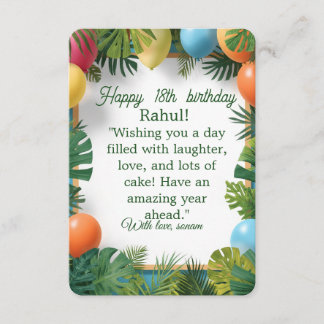 Tropical Balloons Colourful Kids Birthday Response