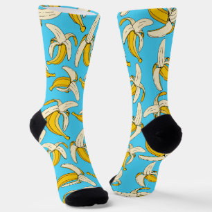 Tropical Banana Fruit Print Food Patterned Socks