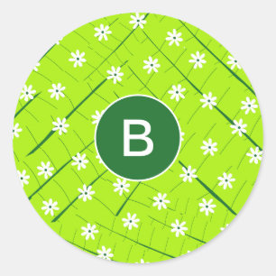 tropical banana leaf and flowers green botanical classic round sticker