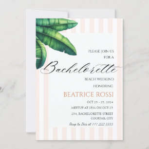 Tropical Banana Leaf Bachelorette Weekend Beach Invitation